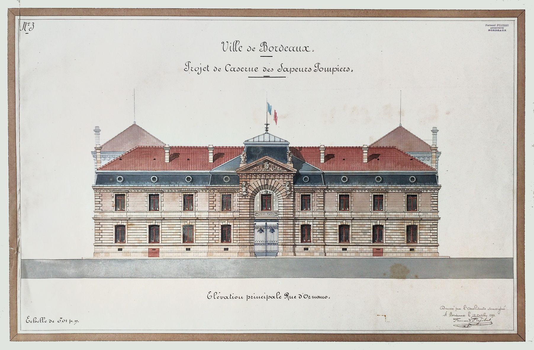 Projet de caserne des Sapeurs Pompiers, rue d'Ornano.