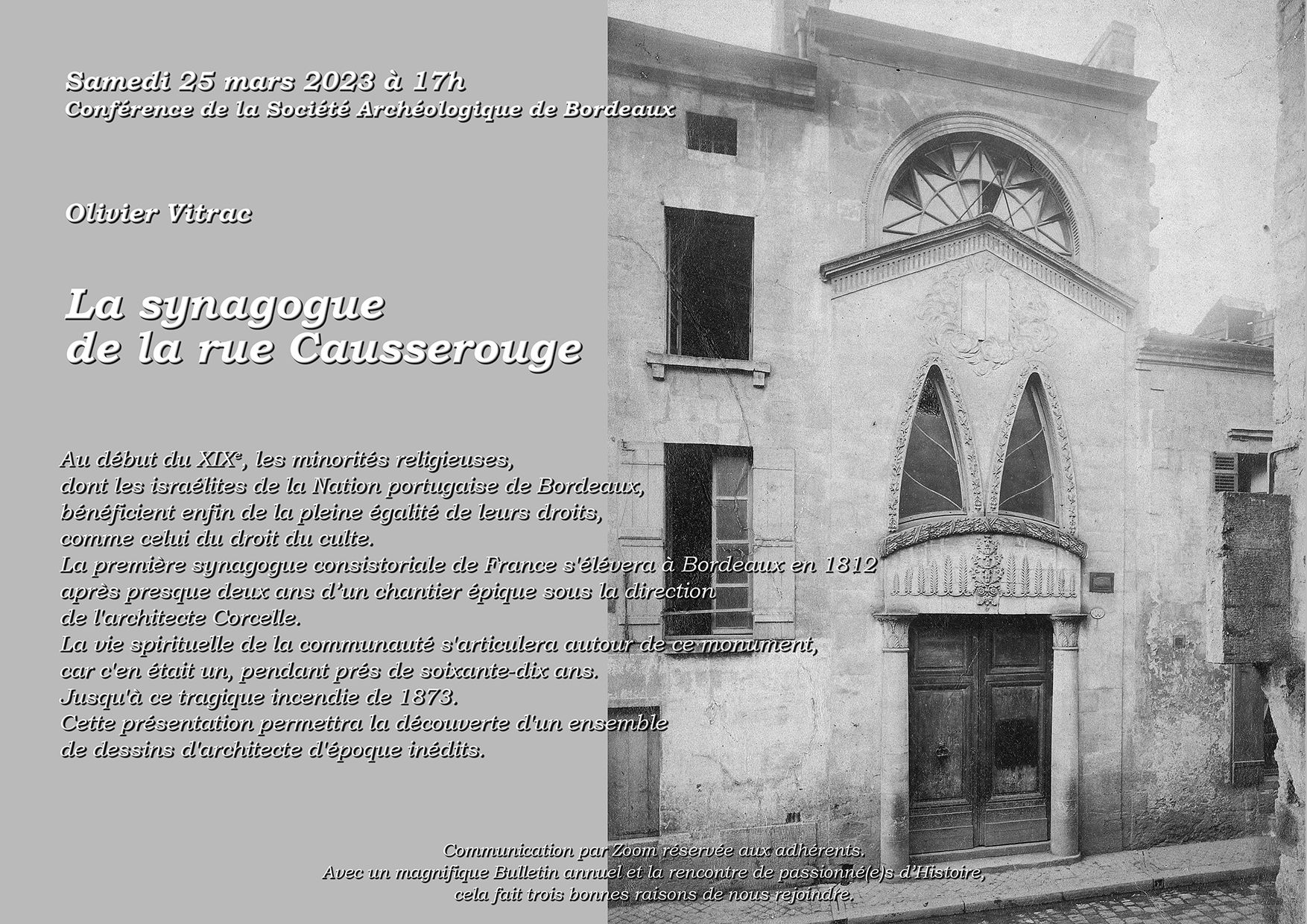 La synagogue de la rue Causserouge à Bordeaux
